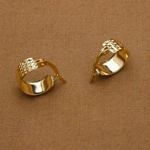 NEW Authentic Solid 10K Gold Diamond Cut 5.5 mm Thick Hoop Earrings Stamped 10K